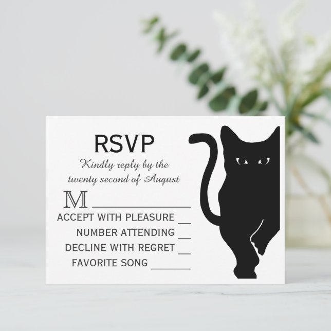 RSVP de boda de gato negro (Anverso de pie)