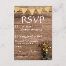 RSVP de boda de girasol ruso y gingham