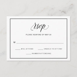 RSVP de boda de guiones de estilo negro y blanco |