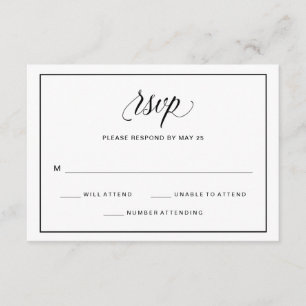 RSVP de boda de guiones de estilo negro y blanco