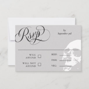 RSVP de boda de Halloween con calavera elegante