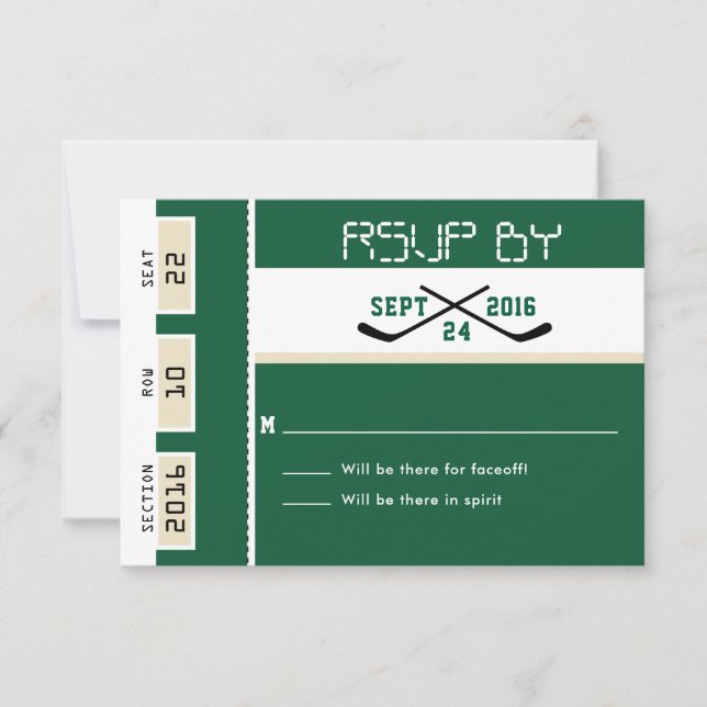 RSVP de boda de hockey sobre hierba verde (Anverso)