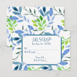 RSVP de boda de hojas de acuarela
