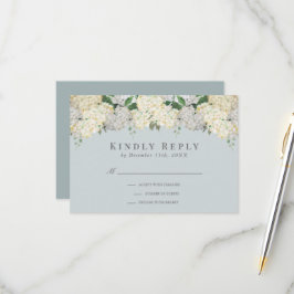 RSVP de boda de Hortensia Azul Polvoriento