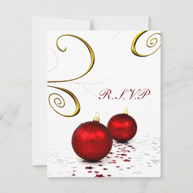 rsvp de boda de invierno de ornamento rojo (Anverso)