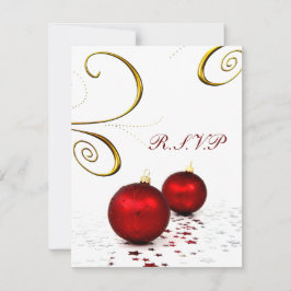 rsvp de boda de invierno de ornamento rojo