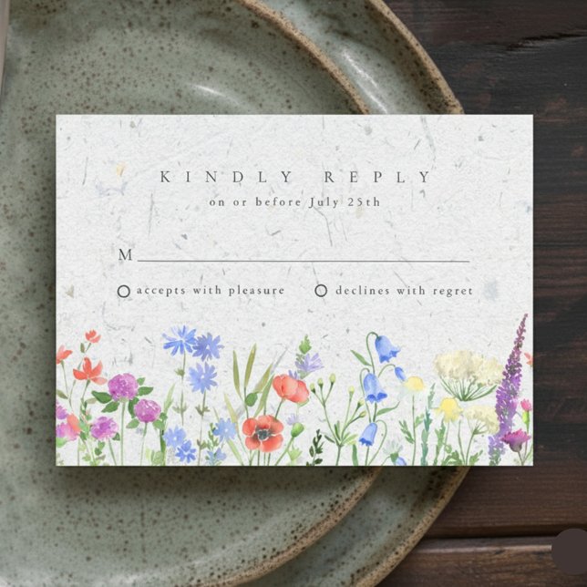 RSVP de Boda de Jardín Boho Flor Silvestre (Wildflower Boho Garden Wedding RSVP)