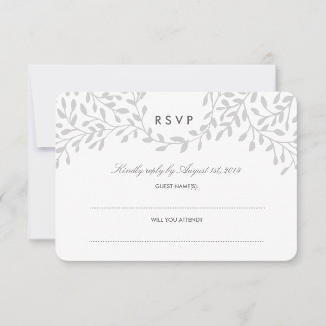RSVP de boda de jardín secreto - Gris (Anverso)