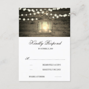 RSVP de boda de la flor de madera rústica