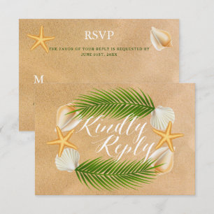 RSVP de boda de la playa de arena fina y lluvia tr