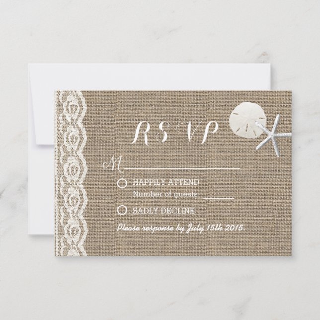 RSVP de boda de la playa de Starfish & Sand Dollar (Anverso)