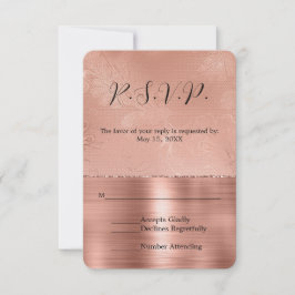 RSVP de Boda de Lace de Glam de Oro Rosa Rosa