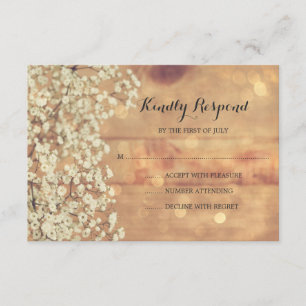 RSVP de boda de maderas de aliento para bebé rústi