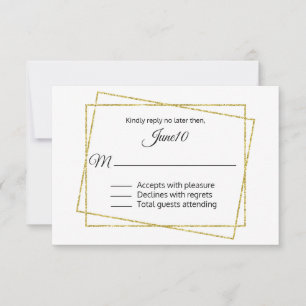 RSVP de boda de marco dorado