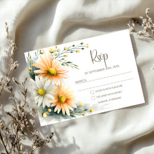 RSVP de boda de margaritas naranjas y blancas