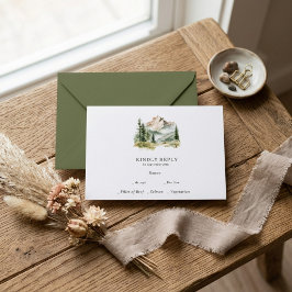 RSVP de Boda de Montaña Acuarela Rústica