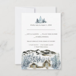 RSVP de boda de montaña invernal rústica con elecc