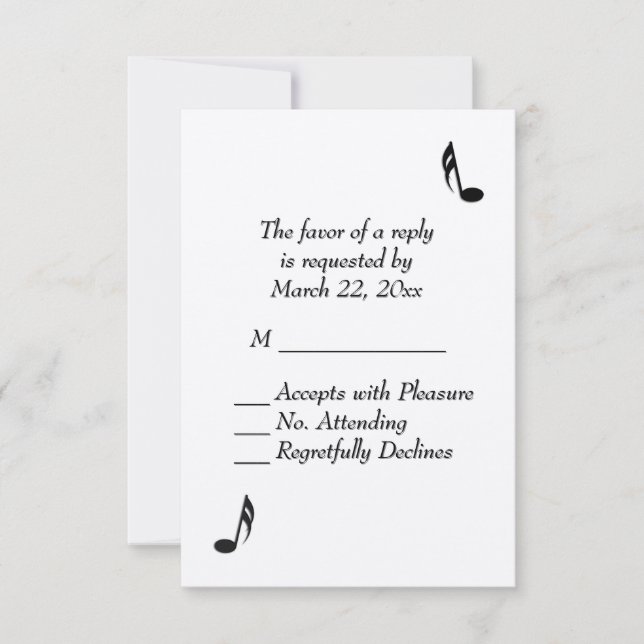 RSVP de Boda de Música Blanca (Anverso)