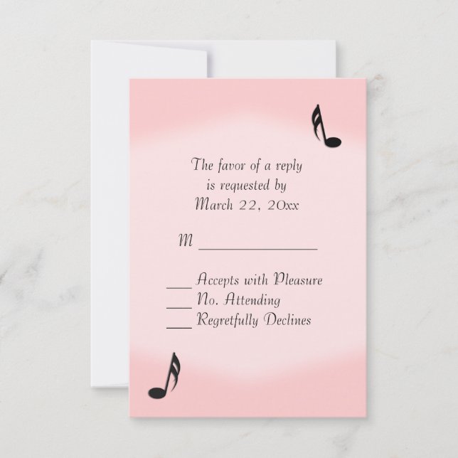 RSVP de boda de música rosa (Anverso)