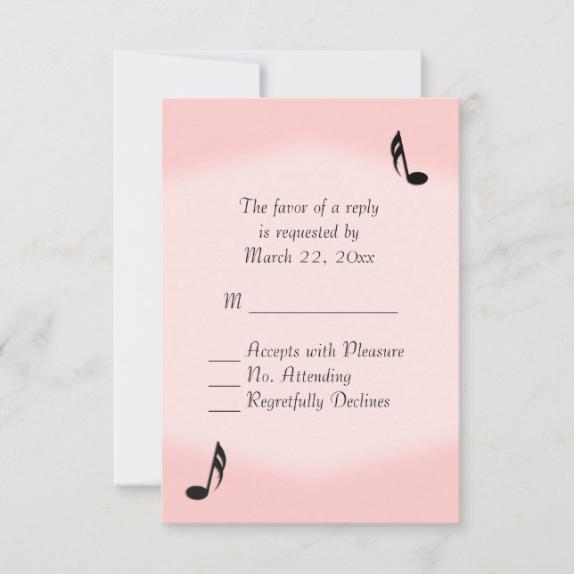 RSVP de boda de música rosa (Anverso)