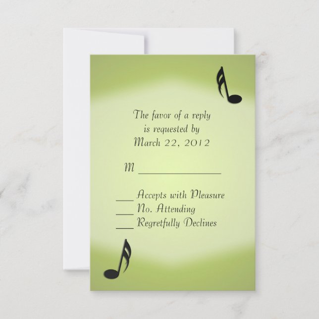 RSVP de boda de música verde (Anverso)