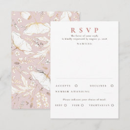 RSVP de Boda de Oro con flores silvestres dibujada