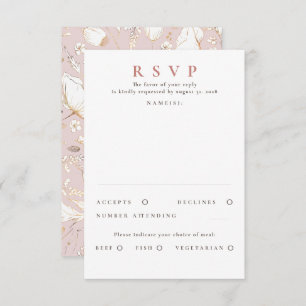 RSVP de Boda de Oro con flores silvestres dibujada