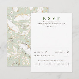 RSVP de Boda de Oro con flores silvestres dibujada