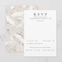 RSVP de Boda de Oro con flores silvestres dibujada