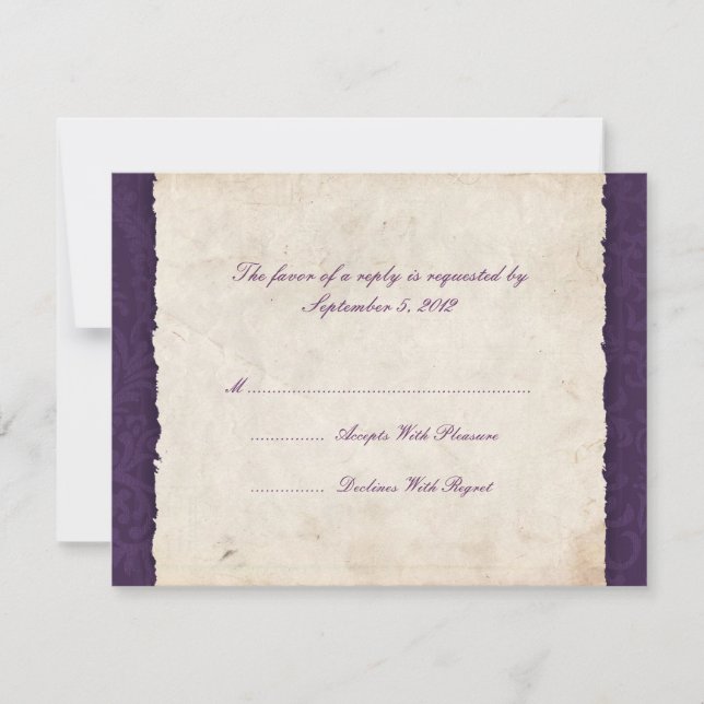 RSVP de boda de país púrpura (Anverso)