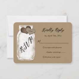 RSVP de boda de papel de Mason Jar Kraft