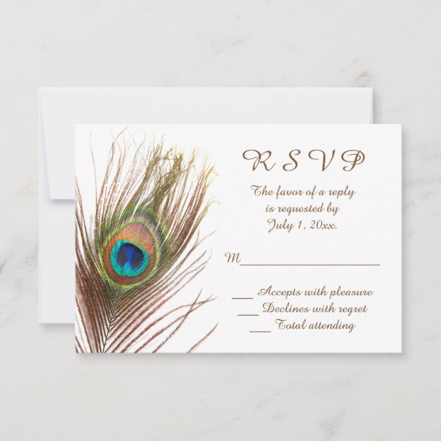RSVP de boda de pavo real (Anverso)