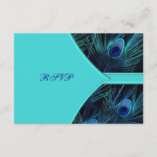 RSVP de boda de pavo real azul real teal