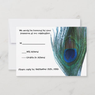 RSVP de boda de pavo real elegante