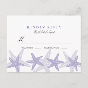 RSVP de boda de playa con estrella de mar morada