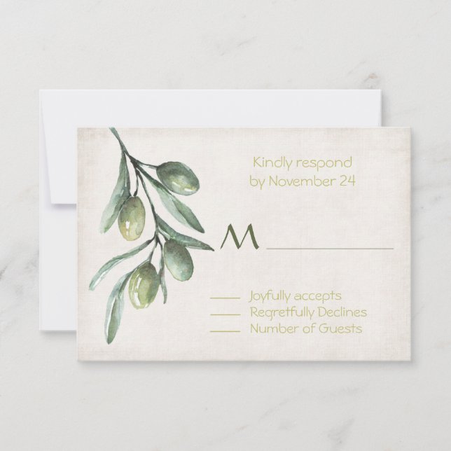 RSVP de Boda de Rama de Olivo Italiana (Anverso)