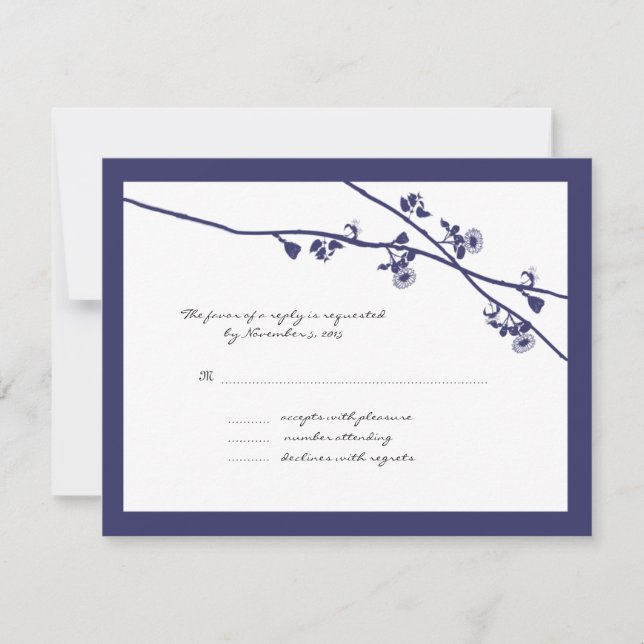 RSVP de boda de ramas de flores silvestres azules (Anverso)