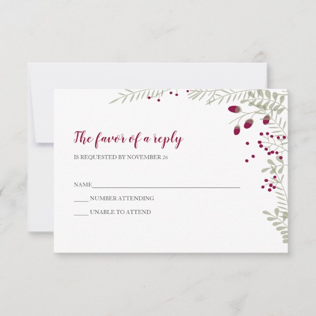 RSVP de boda de ramas de vacaciones (Anverso)