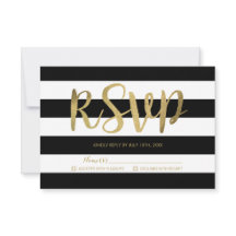 RSVP de boda de Relieve metalizado dorado de franj