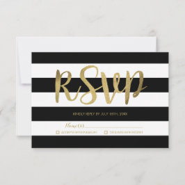 RSVP de boda de Relieve metalizado dorado de franj