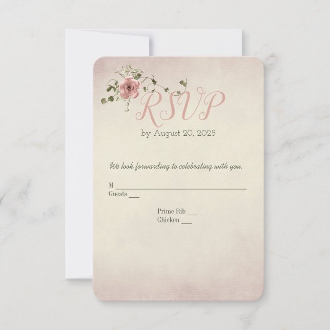 RSVP de boda de Rosa e Ivy (Anverso)