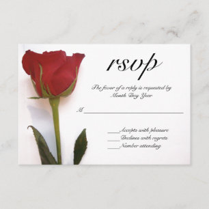 RSVP de boda de rosa rojo