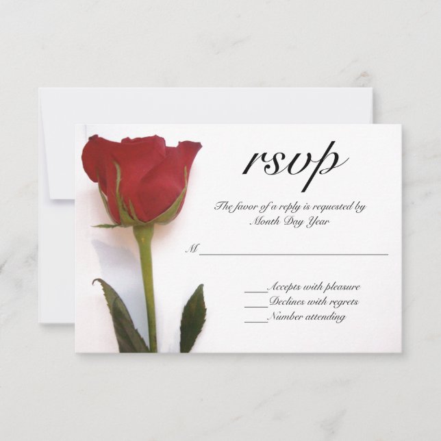 RSVP de boda de rosa rojo (Anverso)