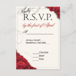 RSVP de boda de rosas rojas