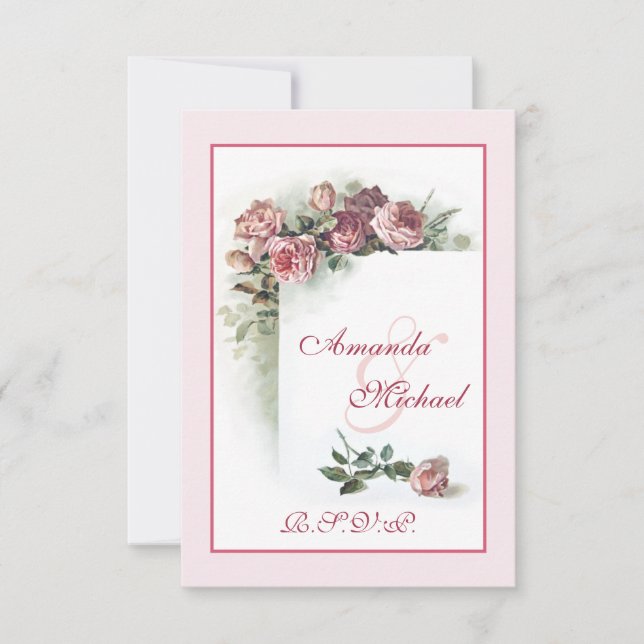 RSVP de boda de rosas rosadas (Anverso)