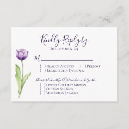 RSVP de boda de tulipano simple púrpura minimalist