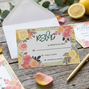 RSVP de boda de verano con limón floral
