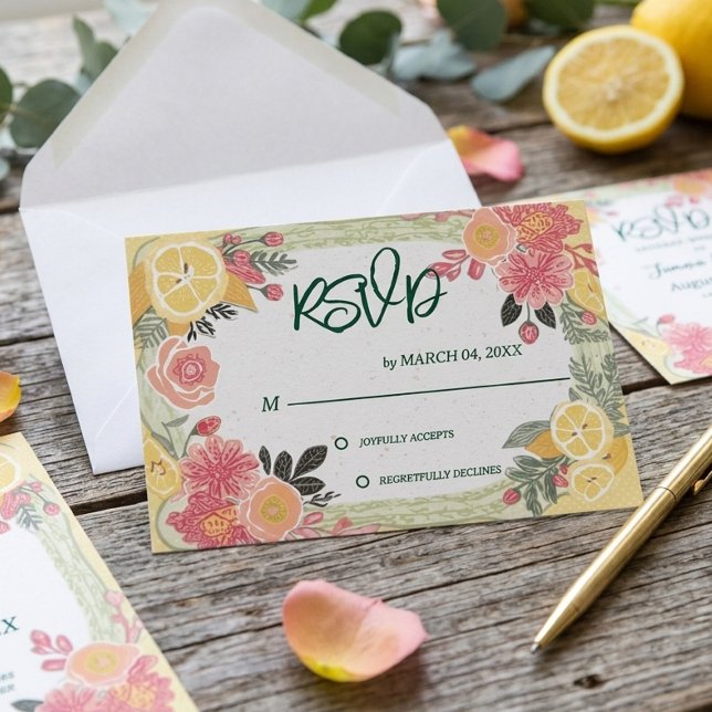 RSVP de boda de verano con limón floral (Subido por el creador)