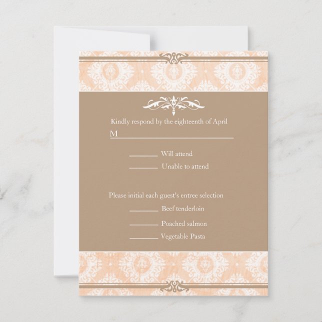 RSVP de boda de Victoria Rosa Damask (Anverso)