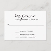 RSVP de boda elegante en blanco y negro